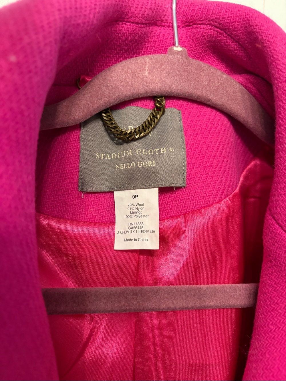 J. Crew Fuchsia Double-Breasted Peacoat with Gold Buttons - Picture 2 of 3